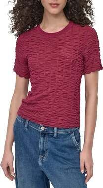 NWT DKNY Women's Textured Top Beet Red Size S